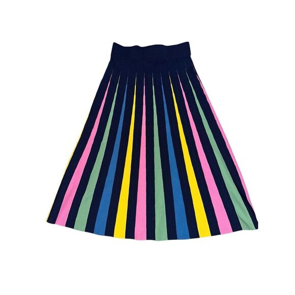 NEW WITH TAGS Beautiful Anthropologie Maeve Rainbow Pleated Contrast Skirt multi - Picture 3 of 5